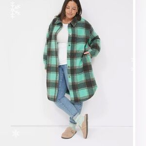 NWT Lane Bryant Plaid Shacket Duster Cardigan jacket coat 22/24